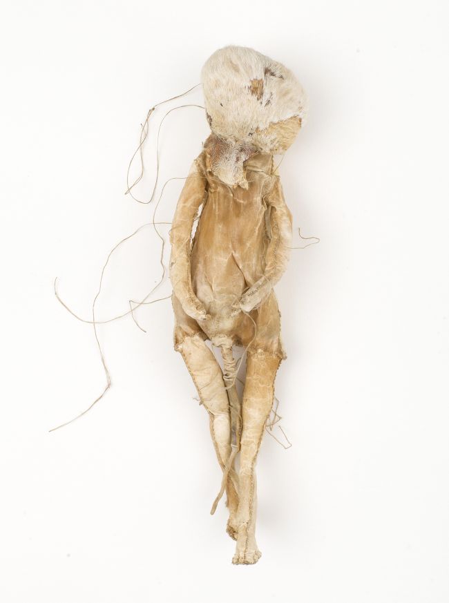Click the image for a view of: Rosemarie Marriott. geheim 1. 2014. Tanned antelope skin. 380X110X70mm
